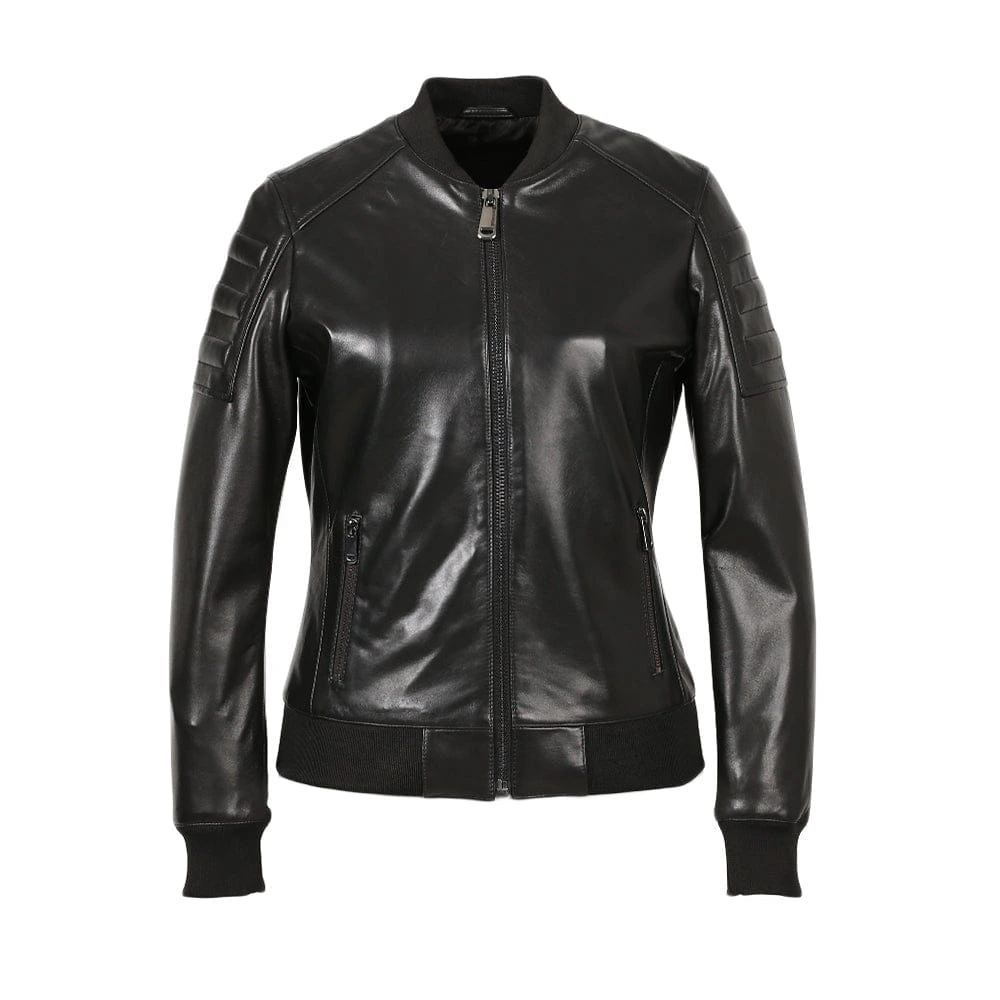ジャケット・アウター sheller leather like bomber jacket/001 Womens Oversized Black MA-1 Leather Bomber Varsity Jacket at